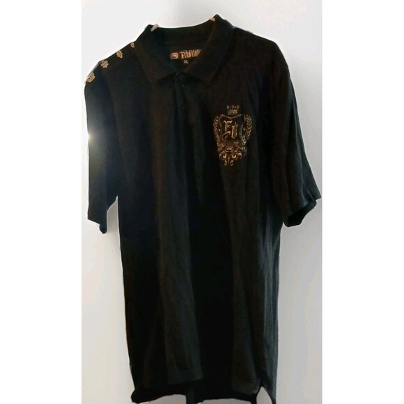 Ecko Unltd Men's Polo Shirt Size XL Black Gold White Embroidered Logo Y2K EUC - Picture 1 of 7